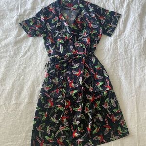 EUC - Hugo Boss parrot print wrap-effect dress. Size 2.